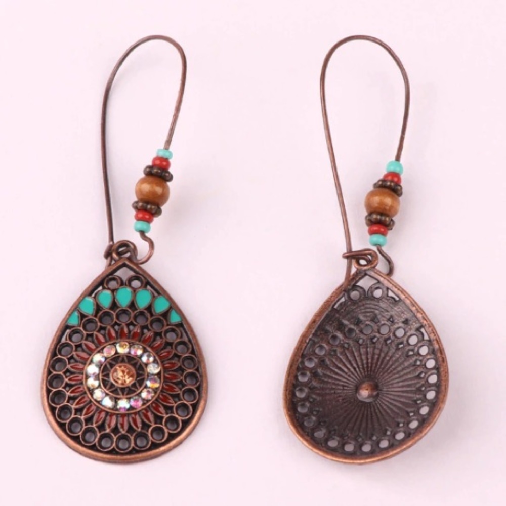 NEW💙💎GORGEOUS BRONZE🌈COLORFUL TEARDROPS💎💙BOHO - Picture 5 of 8
